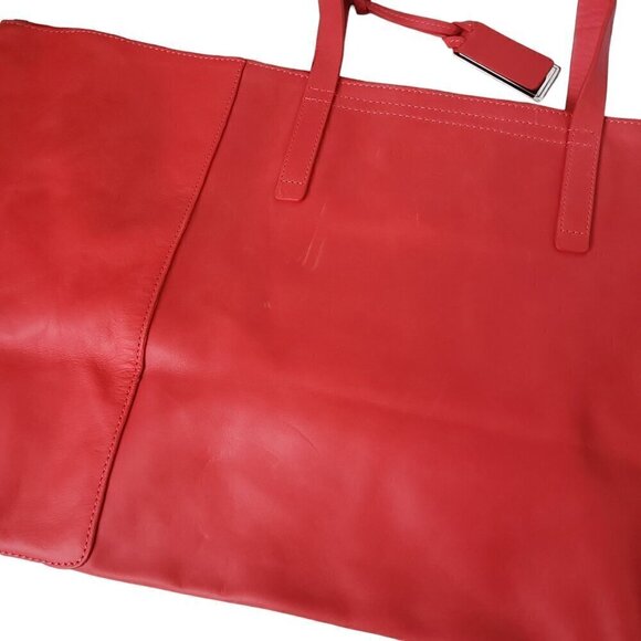 Joy Gryson Genuine Leather Oversized Tote Travel Shopper Bag Red - Picture 11 of 14